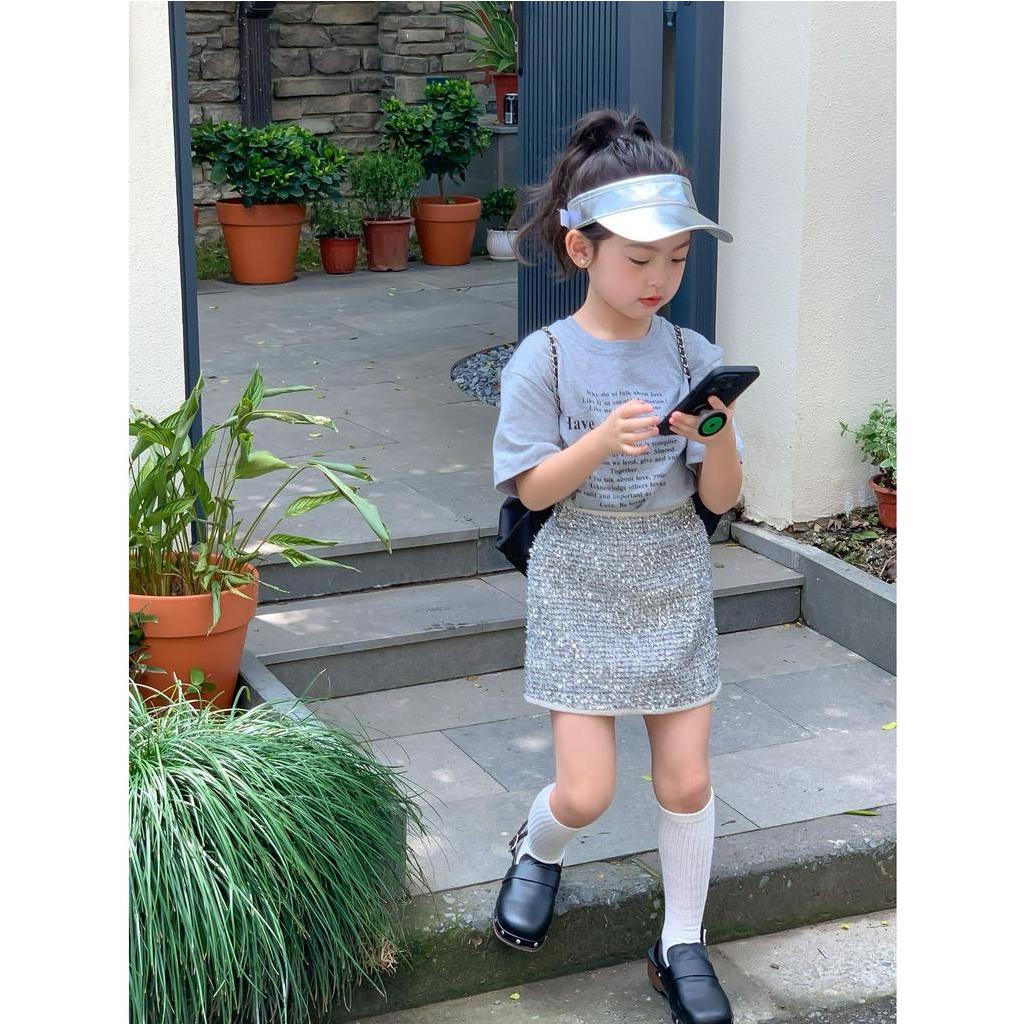 Set Bộ Áo Phông Chữ Và Chân Váy Bling - Thời Trang Cho Bé Gái