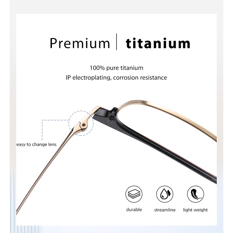 Mắt kính ZEliN YJ2036 gọng vuông siêu nhẹ bằng titan