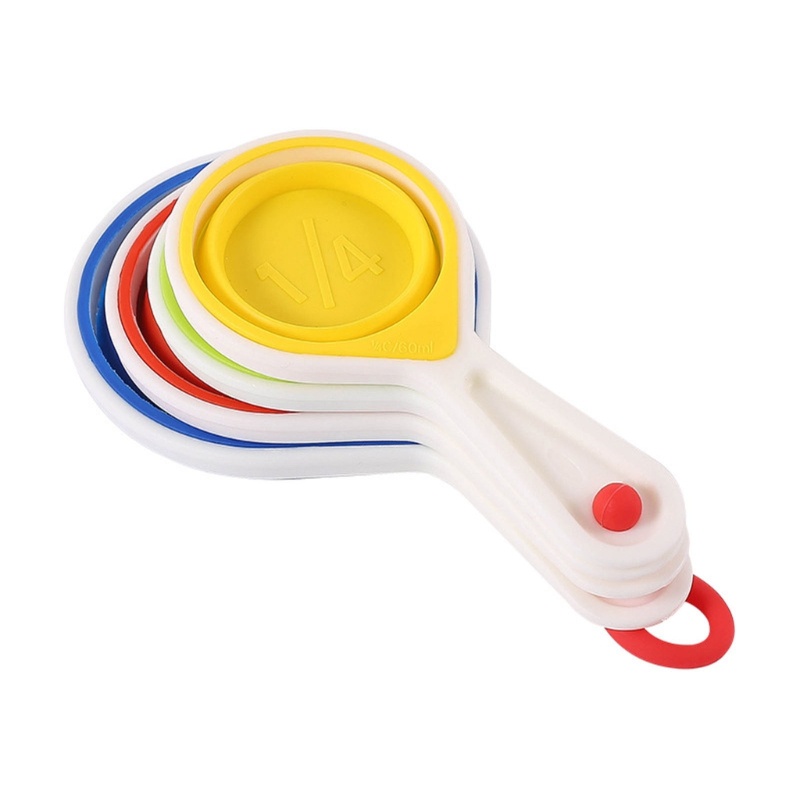Set 4 Muỗng Đo Lường Bằng Silicone Có Thể Gấp Gọn Tiện Lợi Dành Cho Nhà Bếp