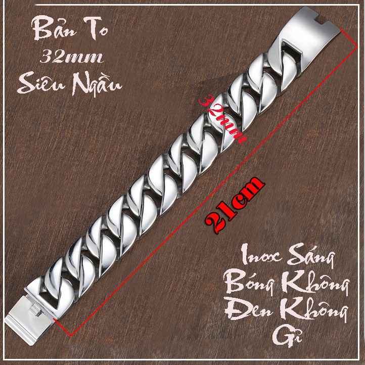Lắc tay nam inox lặc đơn bảng to 32mm siêu ngầu - Bảo hành không đen, không gỉ - Thể hiện đẳng cấp phái mạnh