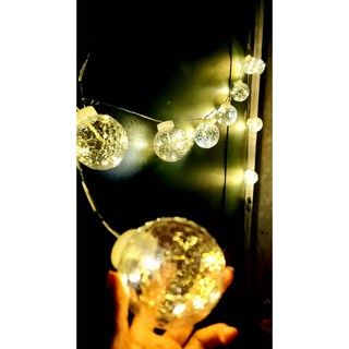 Đèn Led Hình Cầu 3m 10 Bóng - Đèn Led Trang Trí Tết Hình Cầu Kim Cương Màu Vàng
