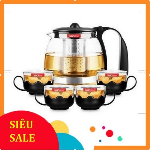 Bình Lọc Trà ❤️𝑭𝑹𝑬𝑬𝑺𝑯𝑰𝑷❤️Bình pha trà thủy tinh có lưới lọc inox 1300ml tiện lợi