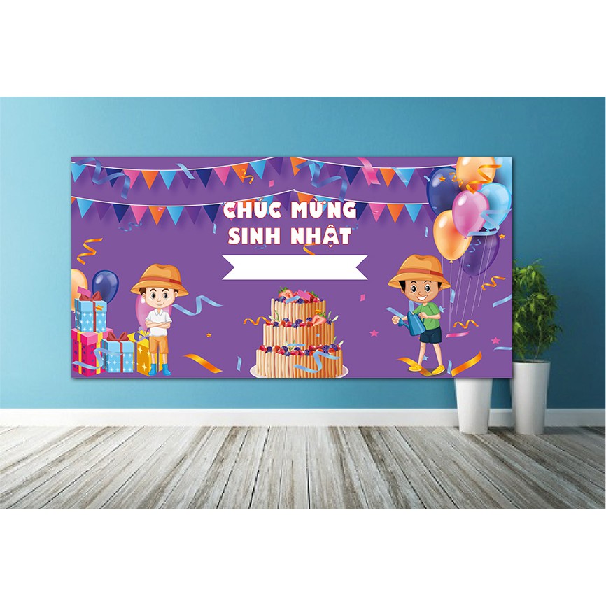 In băng rôn Happy Birthday, sinh nhật, banner sinh nhật cho bé