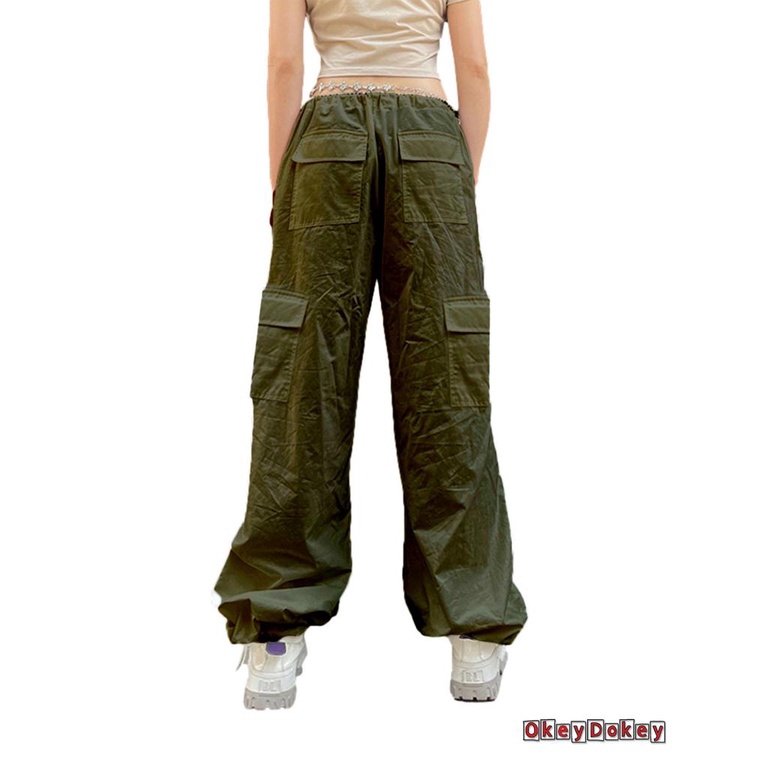 Quần Dài Lưng Vừa Nhiều Túi Phối Dây Rút Thời Trang Cho Nữ