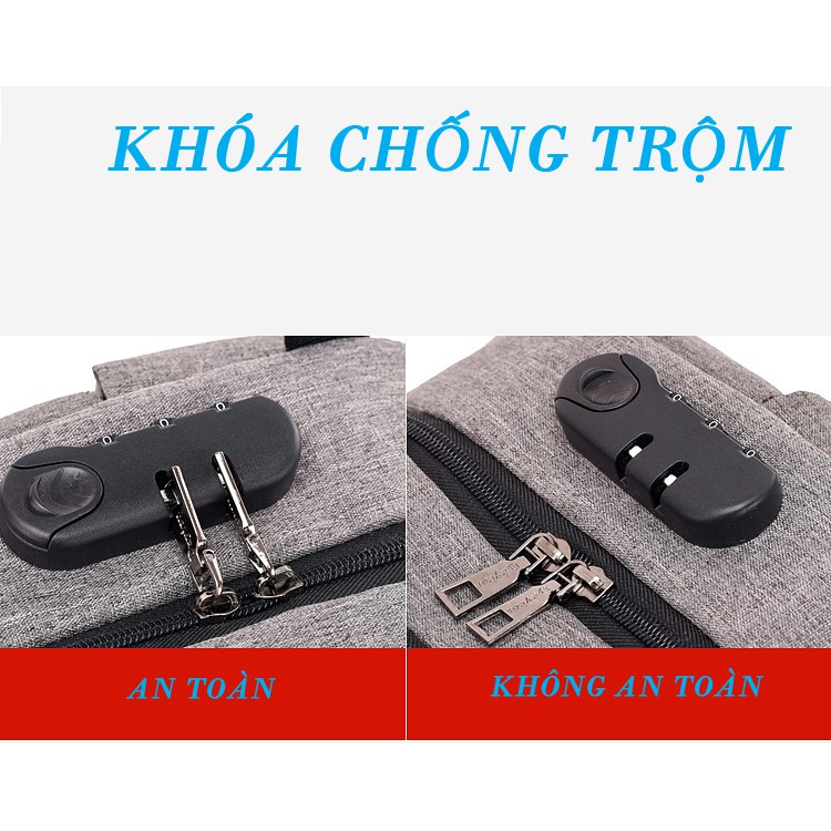 Balo Chống Trộm Có Cổng USB , Tai Nghe ,Balo Thời Trang Đựng Laptop Chống Sốc Phản Quang