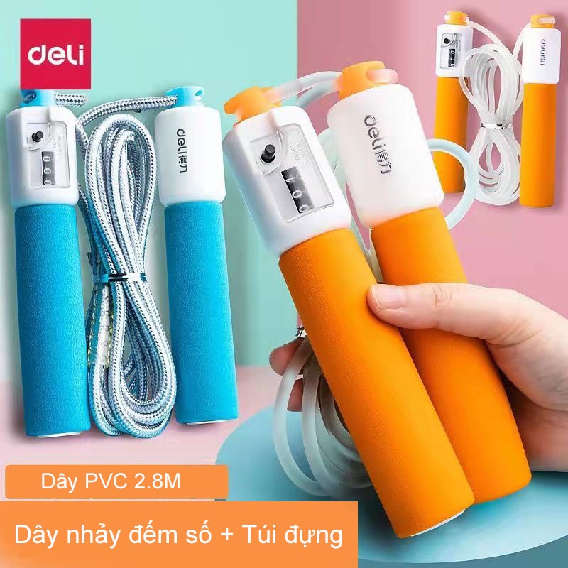 Dây Nhảy Đếm Số Vòng Dây Tự Động 2.8m, Giảm Cân Hiệu Quả Hỗ Trợ Tập Thể Dục Tại Nhà, Tay Cầm Bông Mịn Tặng Túi Dây Rút