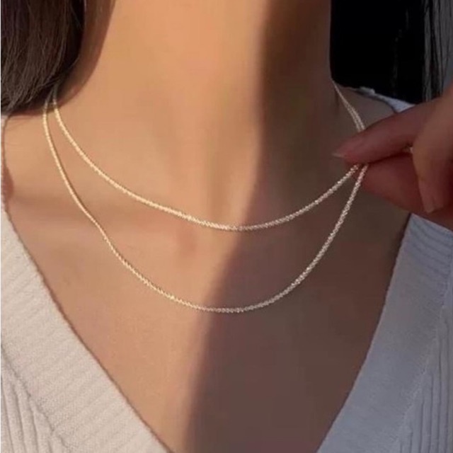 Dây chuyền nữ CHOKER kiểu Kép, dây bạc xù  Mainomi Shop Bạc Xinh