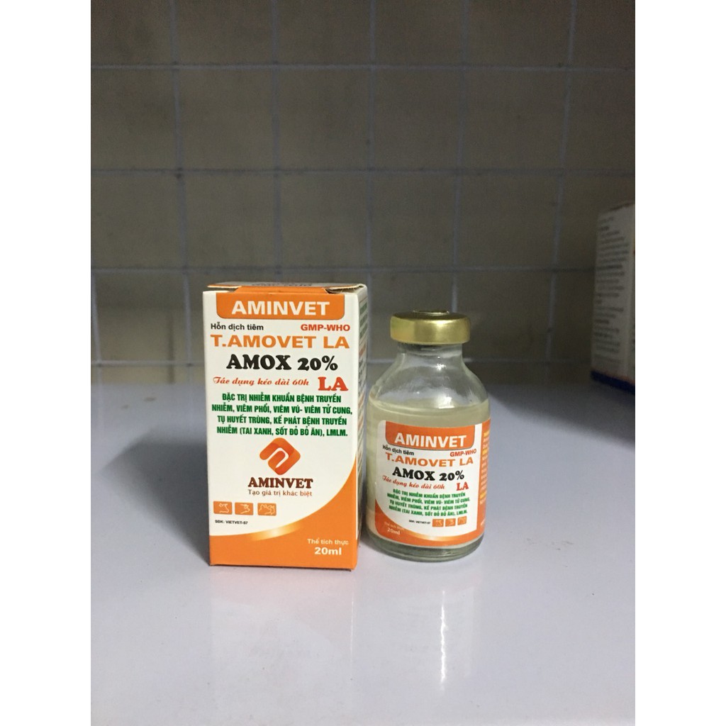 Amox20%/ amox 20% aminvet  chỉ dùng trong thú y