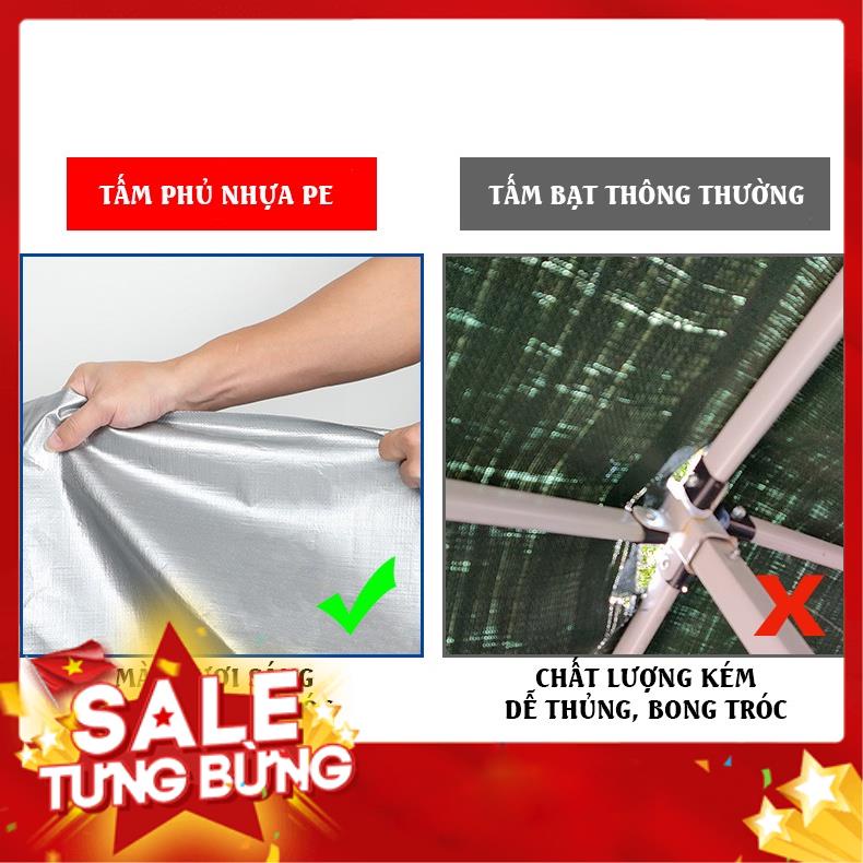 Bạt Che Nắng Mưa Nam Việt - Giá Bán Trên 1 Mét Vuông - Màu Bạc - May Viền Đóng Khoen Sẵn - Chống Thấm Nước