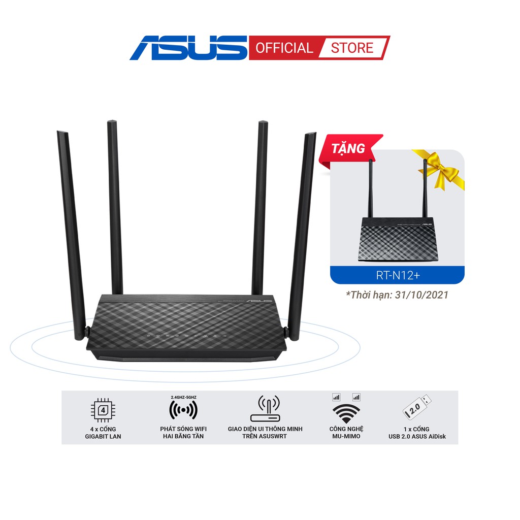 Router Wifi băng tần kép ASUS RT-AC1500UHP