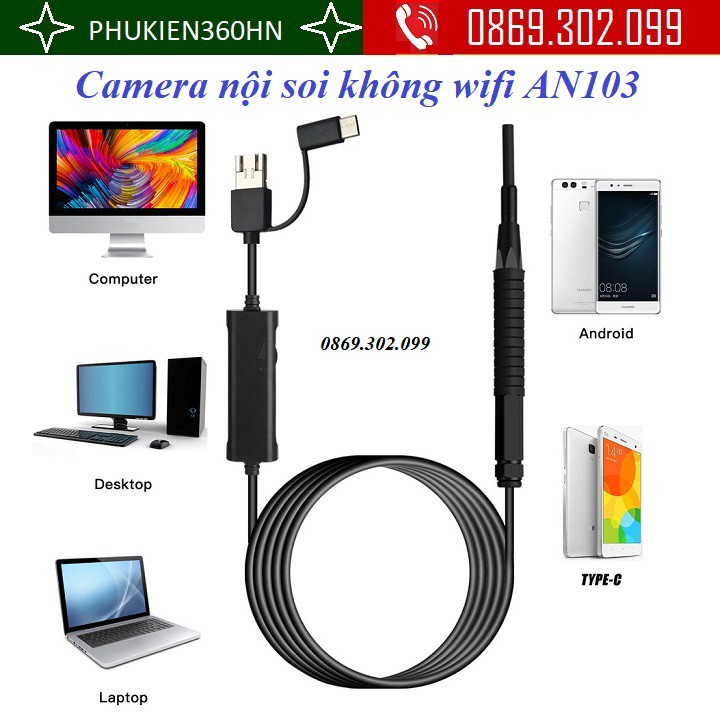 [Mã 158ELSALE hoàn 7% đơn 300K] Camera nội soi không wifi AN103