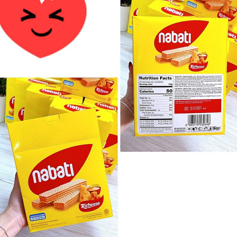 Hộp 20 thanh Bánh Xốp Phô Mai Richeese Nabati Cheese Cream Wafer 320g(20 thanh x 16g)Socola 320g