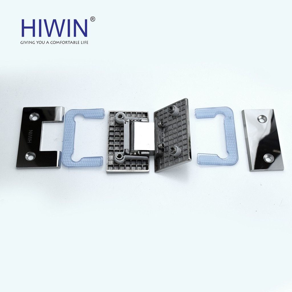 Bản lề cabin tắm kính 135 độ lệch cạnh thẳng inox 304 mặt gương Hiwin HG-010