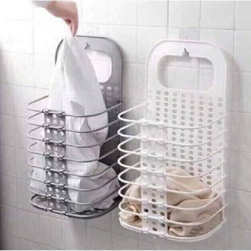 Giỏ Đựng Đồ Gấp Gọn Treo Tường Thông Minh Bằng Nhựa - Giỏ Đựng Quần Áo Và Đồ Dùng Gia Đình Đa Năng
