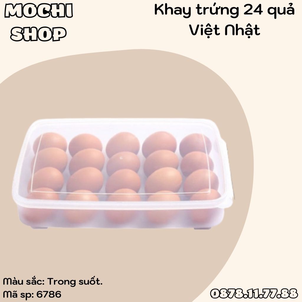 Hộp Đựng Trứng, Khay Đựng Trứng 24 Ô Có Nắp Đậy Nhựa VIỆT NHẬT 6786
