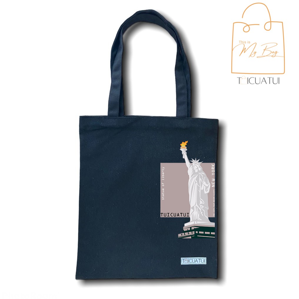 [TOTE BAG LOCAL BRAND] Túi Tote Unisex TUICUATUI Vải Canvas Mẫu In Statue of Liberty Pink