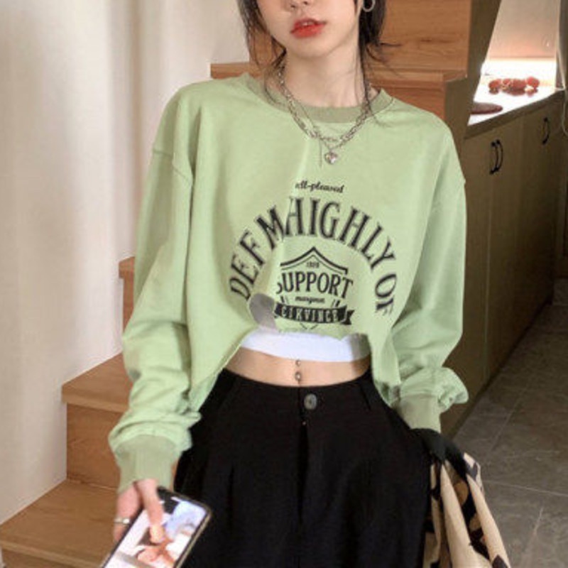 Áo Thun Tay Dài In Chữ Phong Cách Preppy Độc Đáo Thời Trang Cho Nữ