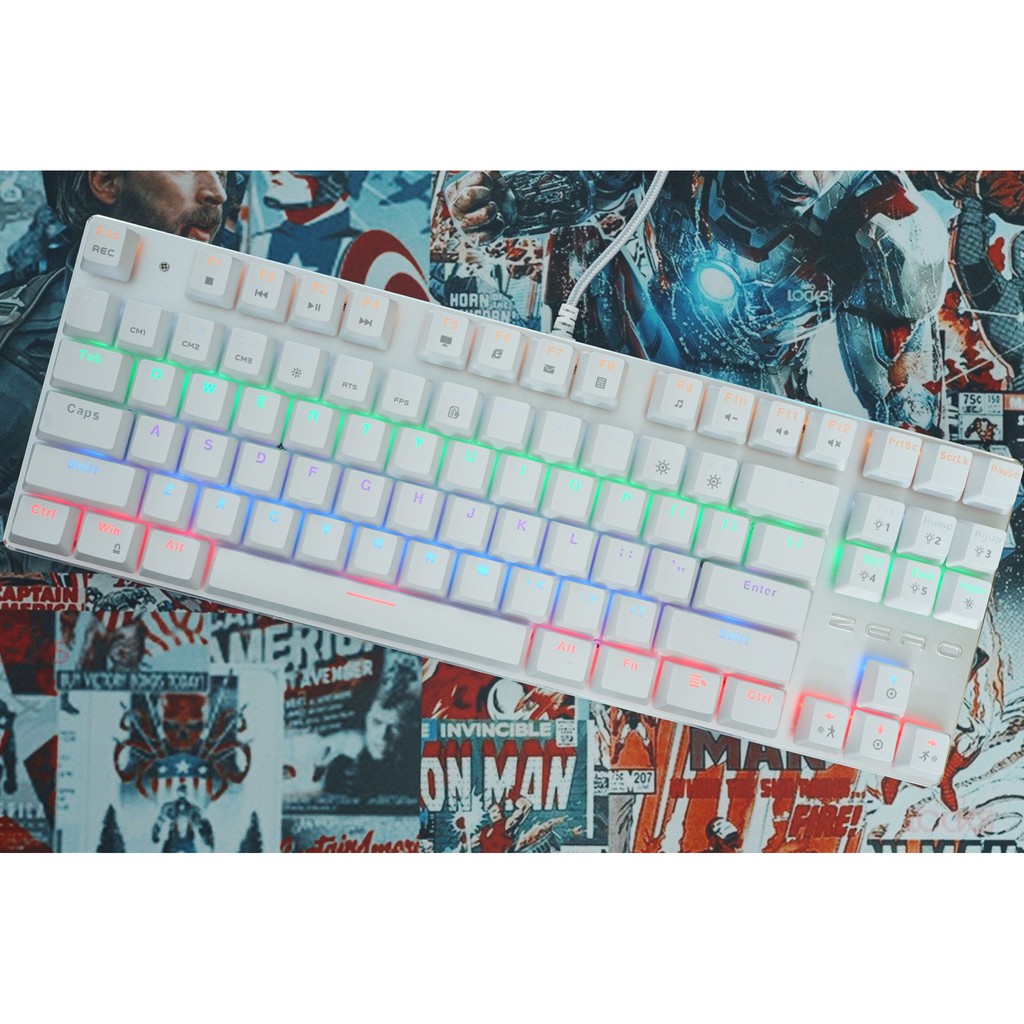 Bàn phím cơ Metoo Zero TKL led trắng rainbow