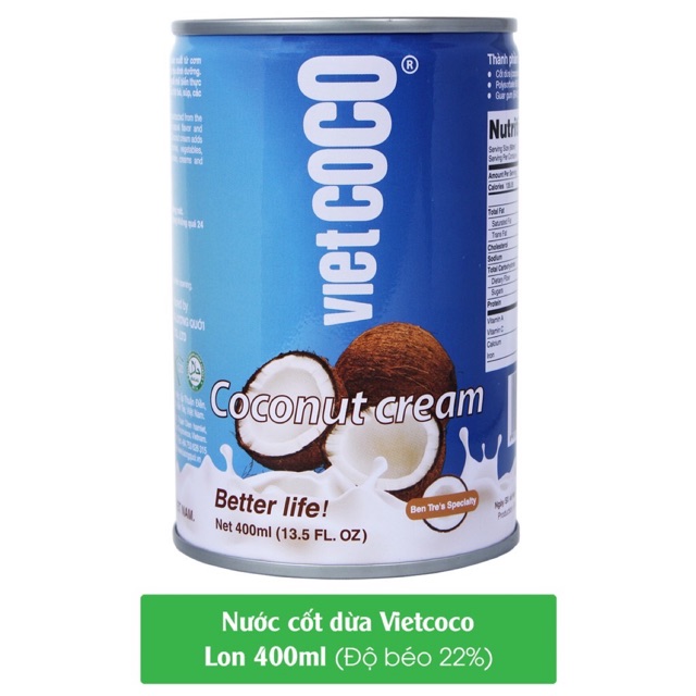 Nước cốt dừa Vietcoco, lon 400ml
