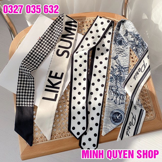 Khăn Turban Hedband Bandana Lụa Buộc Tóc, Quàng Cổ Nữ Tính / 100x8cm