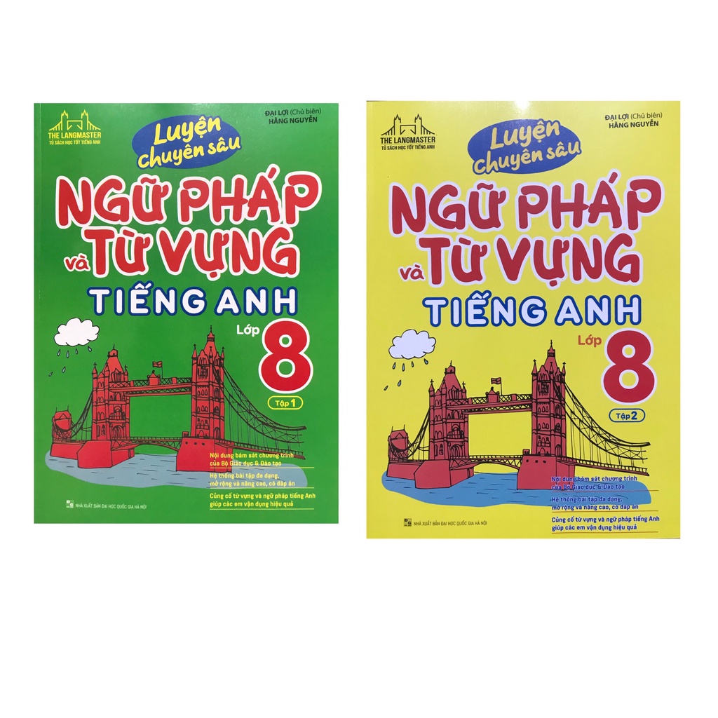 Sách - Combo Luyện chuyên sâu Ngữ pháp và từ vựng tiếng anh lớp 8 ( 2 tập ) Nhà sách Minh Thắng