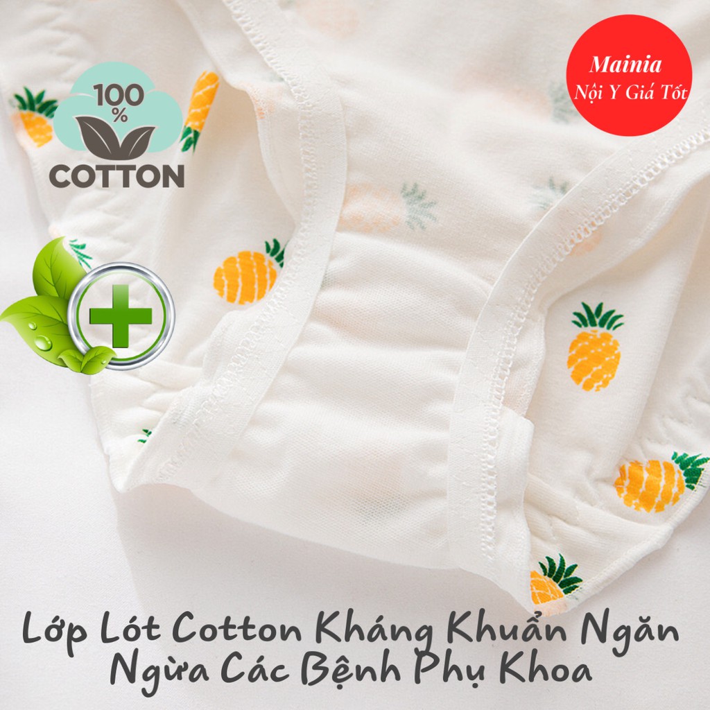 [Có Bigsize] Quần Lót Cotton Nữ Dễ Thương Hoạ Tiết Dâu Tây Đính Nơ Co Giãn Cao Cấp Loại 1 Mainia Shop