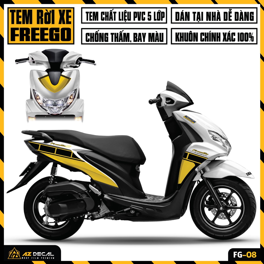 Tem Xe FreeGo 125 / S Đẹp Mẫu Kỷ Niệm 60 Năm Yamaha | FG-08 | Decal Rời Dễ Dán, Chống Nước, Chống Phai Màu