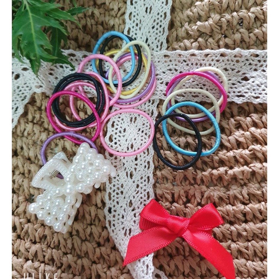 Set buộc tóc kèm kẹp mái, kẹp càng cua cho bé - 22 chi tiết