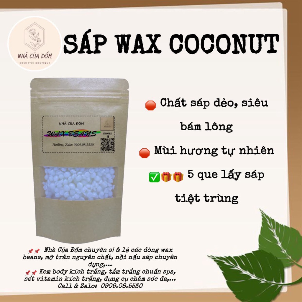 Hạt wax nóng wax lông mùi dừa nhập khẩu, hard wax beans coconut cực thơm, siêu bám lông