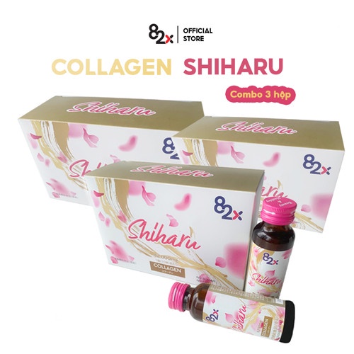 82X Combo 3 hộp Nước uống COLLAGEN SHIHARU làm đẹp da , cấp ẩm đến từ Nhật Bản 50ml/lọ.