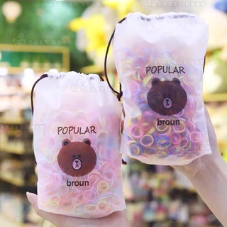 Túi chun buộc tóc 4000 cái kèm bịch đựng dây rút hình gấu đa sắc màu cho bé