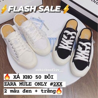 Giày dép ĐEN VÀ TRĂNG DẪM GÓT ZR đen chữ trắng