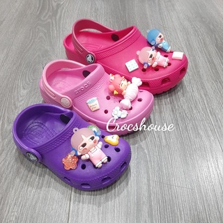 Dép sục classic trẻ em kèm combo jibbitz siêu to, sục cross bé trai bé gái dạng đúc chống trơn - Crocshouse