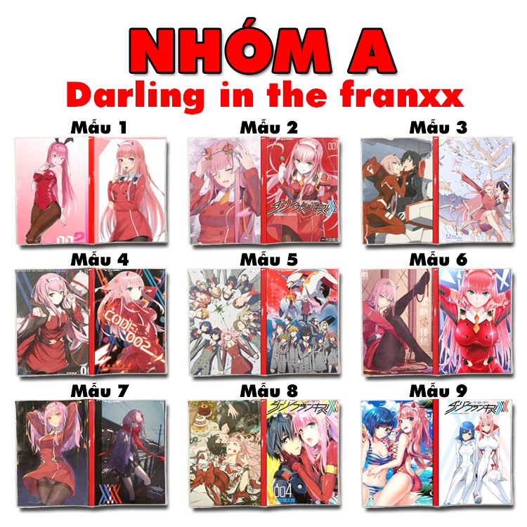 Sổ tay Anime Darling in the franxx + Kyoukai kanata khổ A5 bìa in hình hoạt hình xinh xắn giấy dày kẻ sọc 120 trang