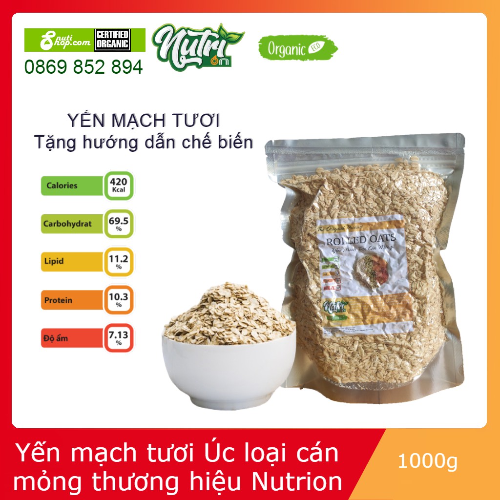 Yến mạch cán mỏng Nutrion 1000gr | BigBuy360 - bigbuy360.vn