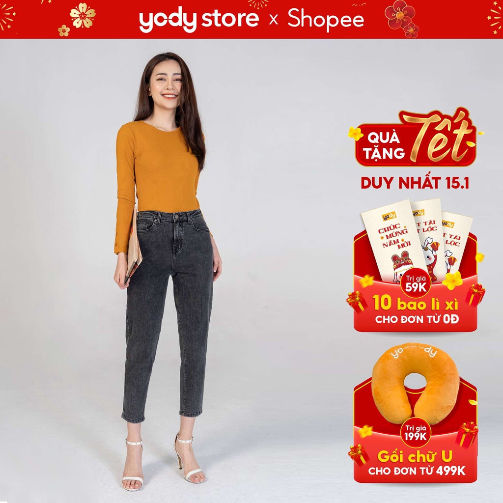 Quần jean nữ baggy đen khói Yody cao cấp trẻ trung năng động - QJN3126