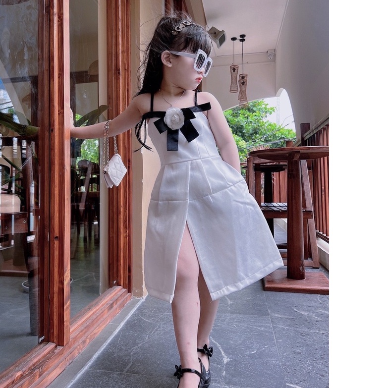 Đầm trắng tiểu thư sang chảnh bé gái Đầm thiết kế cao cấp LSDTK01