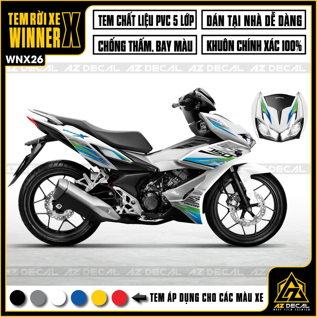 Tem Winner X Mẫu Mới Nhất | WNX26 | Tem Rời Chống Nước, Chống Bay Màu, Decal Dán Xe Đen, Trắng, Đỏ