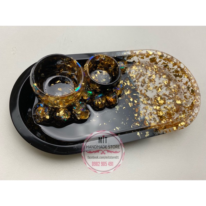 Khay đựng đồ trang sức Black & Gold Handmade - Sản phẩm sáng tạo tự làm từ Resin