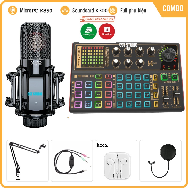 Bộ Mic Hát Livestream Sound Card K300 &amp; Mic Takstar PC K850 . Âm Thanh Cực Hay , Dễ Dàng Lắp Đặt . Bảo Hành 12 Tháng