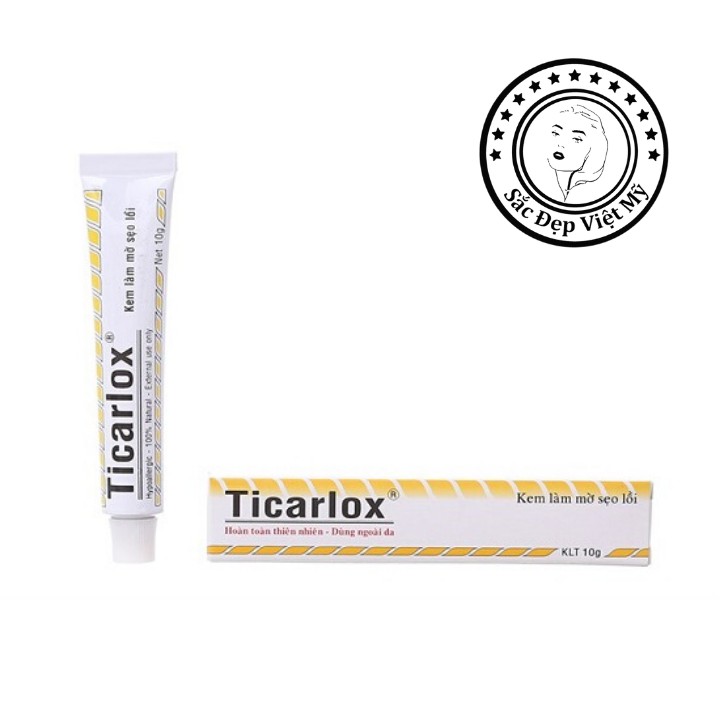 Kem Mờ Sẹo Ticarlox 10gr ❤️Chất Lượng❤️Kem Hỗ Trợ Mờ Sẹo Lồi, Mờ Vết Sẹo Thâm Nám Làm Sáng Màu Da