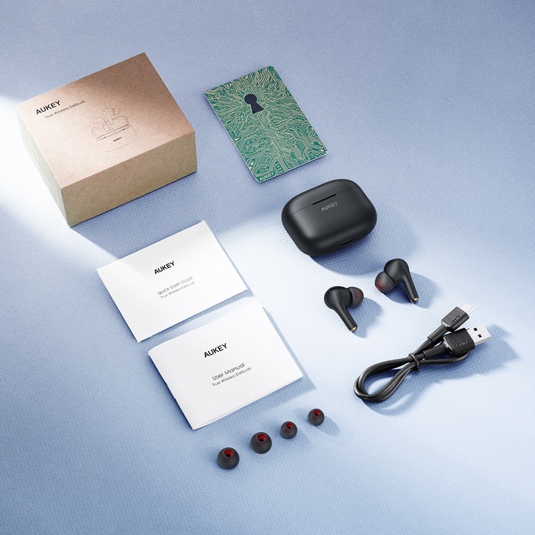 Tai nghe bluetooth 5.0 AUKEY EP-T27 Qualcomm TWS CVC 8.0 Không Dây Giảm Tiếng Ồn Có 4 Micro Và Vỏ Bọc Tai Nghe 25H IPX7 10-15m