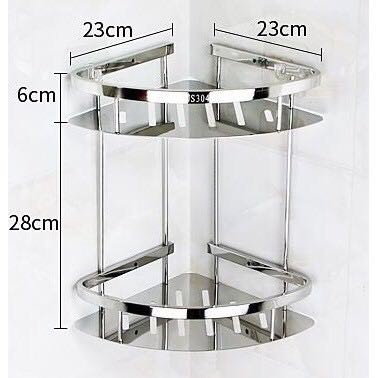 GIÁ TREO GÓC NHÀ TẮM,GIÁ TREO ĐỂ ĐỒ NHÀ BẾP 3 CẠNH HÚT CHÂN KHÔNG INOX CAO CẤP