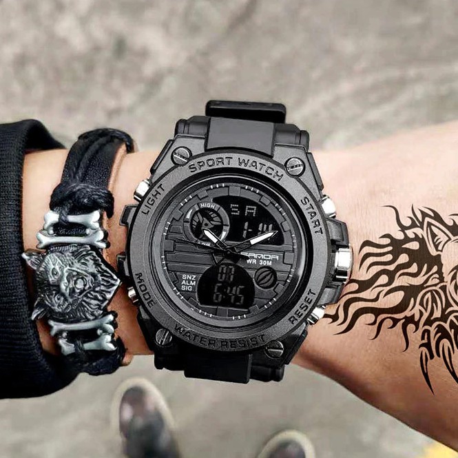 Đồng hồ nam SANDA SA01 điện tử thể thao chống nước chống xước - Đồng hồ 2 máy cực bền kiểu dáng thời trang | BigBuy360 - bigbuy360.vn