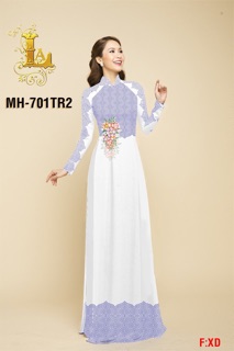 Vải Áo Dài Hoa Eo Phối Hoa Văn