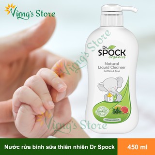 Dr Spock Nước Rửa Bình cho trẻ, Organic cực an toàn 450ml
