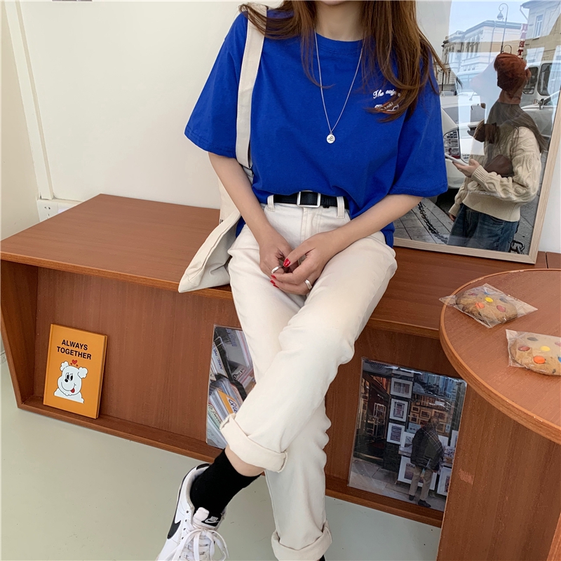 Áo thun nữ SUXI ngắn tay dáng rộng in hình phong cách hàn quốc