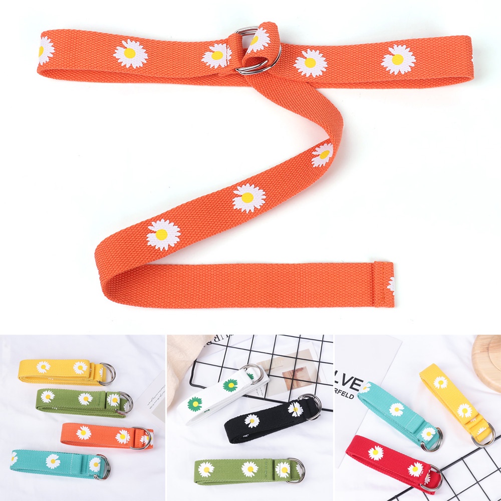 Thắt lưng MIHAN1 bằng vải canvas in họa tiết hoa cúc phong cách punk cho nam nữ