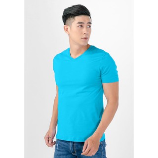 Áo thun nam cổ tim màu XANH DA TRỜI