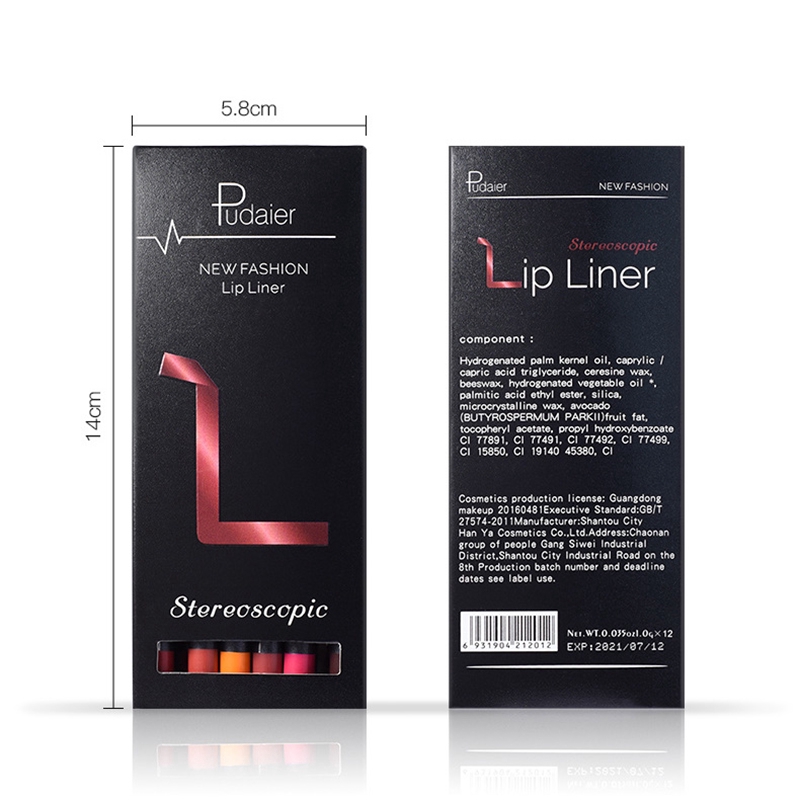 [Hàng mới về] Set 6 chì kẻ môi màu lì thời trang kháng nước chuyên dùng trang điểm chuyên nghiệp